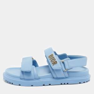 Dior Blue Leather DiorAct Flat Sandals Size 38.5