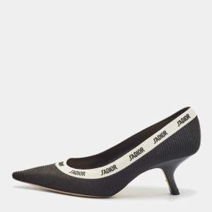 Dior Black Technical Fabric J'Adior Embroidered Pointed Toe Pumps Size 41