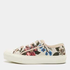 Dior Multicolor Floral Embroidered Canvas Walk N Dior Low Top Sneakers Size 37.5