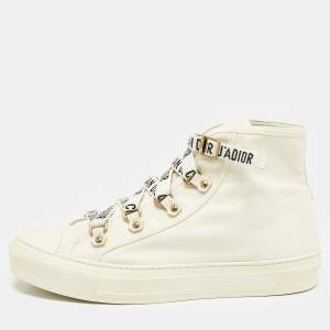 Dior White Canvas Walk'n'Dior High Top Sneakers Size 40