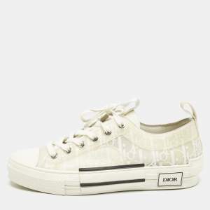 Dior White Oblique Mesh and Rubber B23 Low Top Sneakers Size 40