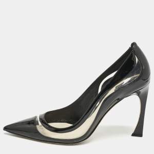 Dior Black Patent Leather and PVC Pointed Toe Pumps Size 40