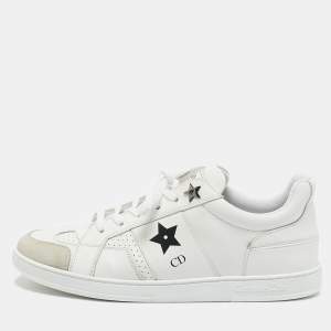 Dior White Leather and Suede Dior Star Sneakers Size 38.5