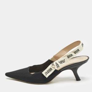 Dior Black Technical Fabric J'adior Slingback Pumps Size 38