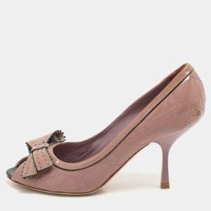 Dior Light Mauve Patent Leather Peep Toe Pumps Size 36.5