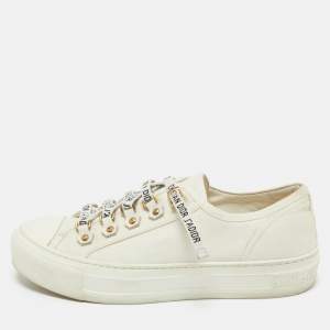 Dior Cream Canvas Walk'n'Dior Slip On Sneakers Size 37