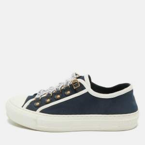 Dior Navy Blue Canvas Walk'n'Dior Low Top Sneakers Size 37.5