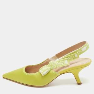 Dior Lime Satin J'adior Slingback Pumps Size 39.5