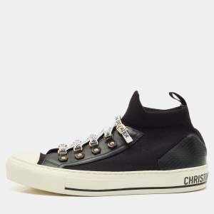 Dior Black Technical Knit Fabric and Leather Walk'n'Dior Sneakers Size 41.5