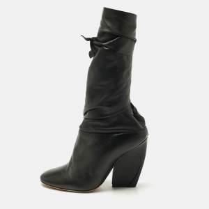Dior Black Leather Ankle Tie Up Mules Size 37.5