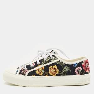 Dior Black Floral Embroidered Canvas Walk'n'Dior Sneakers Size 41