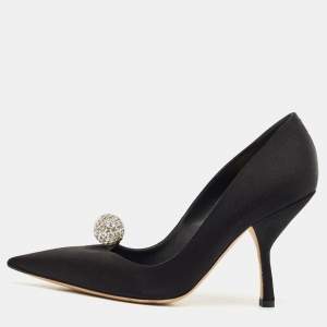 Dior Black Satin Comete Pointed Toe Pumps Size 39         