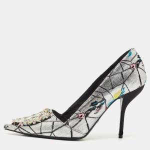 Dior Multicolor Embroidered Fabric Embellished Pointed Toe Pumps Size 40