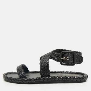Dior Black Woven Raffia Dioriviera Dior Ocean Flat Thong Sandals 39.5