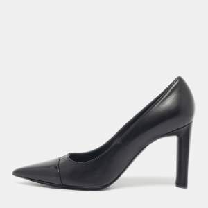 Pre Owned Dior Black Patent and Leather Cap Pointed Toe Pumps Size 38