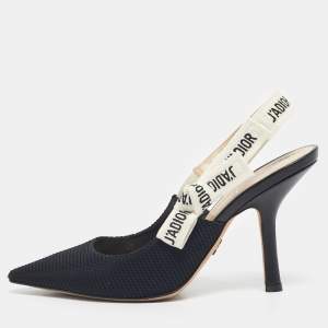 Dior Black Technical Fabric J'Adior Pointed Toe Slingback Pumps Size 36.5
