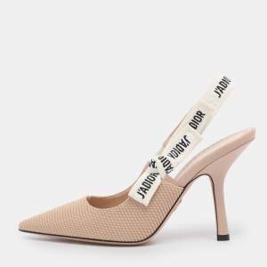 Dior Beige Technical Fabric J'adior Slingback Pumps Size 36.5