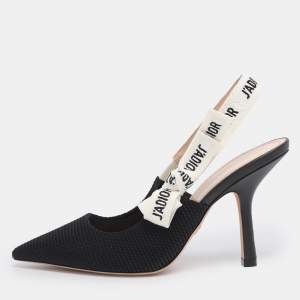 Dior Black Technical Fabric J'adior Slingback Pumps Size 36.5