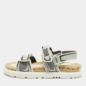 Dior Cream/Black Canvas DiorAct Sandals Size 39.5