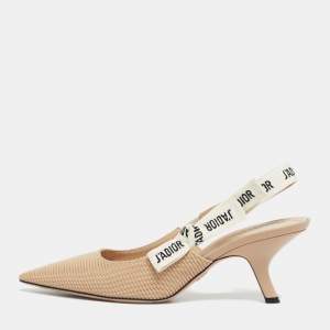 Pre Owned Dior Beige Fabric J'Adior Slingback Pumps Size 39
