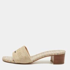 Pre Owned Dior Multicolor Embroidered Canvas Dway Slide Sandals Size 39