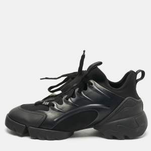 Pre Owned Dior Black Neoprene and PVC D-Connect Low Top Sneakers Size 36
