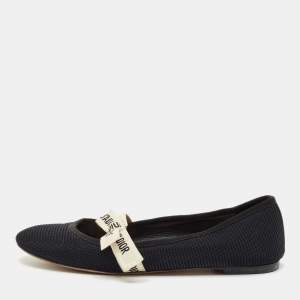 Pre Owned Dior Black Canvas Miss jadior Ballet Flats Size 38.5