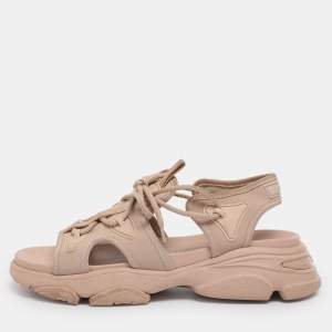 Pre Owned Dior Nude Pink Fabric  D-Connect Flat Sandals Size 39