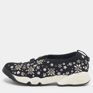 Pre Owned Dior Black Mesh Embellished Fusion Sneakers Size 35,5