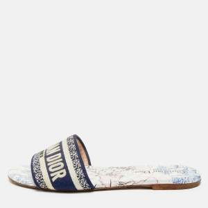Pre Owned Dior Multicolor Canvas Dway Slide Sandals Size 39