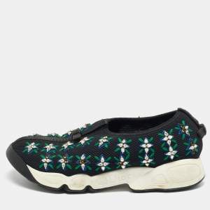 Pre Owned Dior Black Mesh Embellished Fusion Sneakers Size 36.5