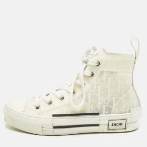 Pre Owned Dior White Oblique Mesh and Rubber B23 Sneakers Size 37