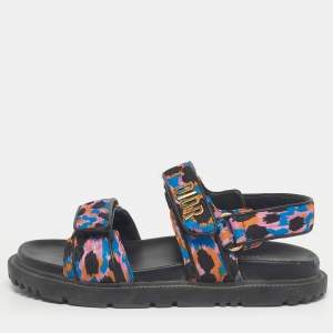 Pre Owned Dior Multicolor Floral Print Fabric DiorAct Sandals Size 37