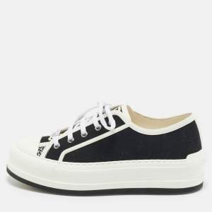 Pre Owned Dior Black/White Canvas Walk'n'Dior Low Top Sneakers Size 38