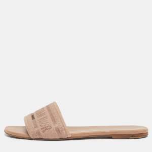 Pre Owned Dior Beige Canvas Dway Slide Sandals Size 40.5