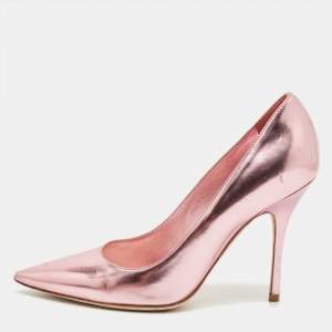 Pre Owned Dior Metallic Pink Leather Cherie Pointed-Toe Pumps Size 36