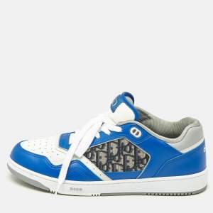 Pre Owned Dior Blue Canvas and Leather b27 Lace Up Sneakers Size 46