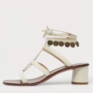 Pre Owned Dior Cream Leather Gladiator Sandals Size 38