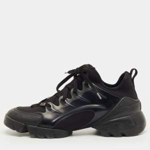 Pre Owned Dior Black Neoprene and PVC D-Connect Low Top Sneakers Size 38.5