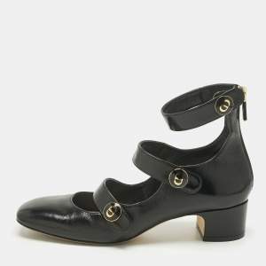 Pre Owned Dior Black Leather Baby-D Mary Jane Pumps Size 37.5