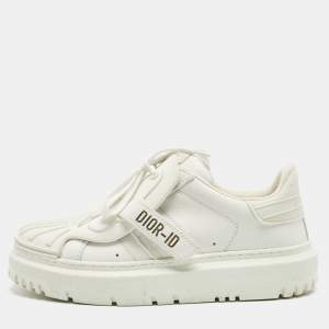 Pre Owned Dior White Leather and Rubber Dior ID Lace Up Sneakers Size 36