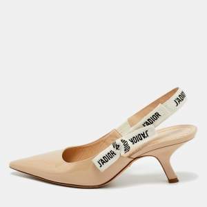 Pre Owned Dior Beige Fabric and Patent Leather J'Adior Pumps Size 37.5