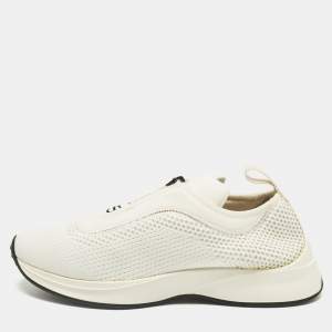 Pre Owned Dior B25 Size 41 White Knit Fabric Slip On Sneakers