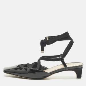 Pre Owned Dior Size 37.5 Black Patent Leather  D Envol Lace Up Pumps