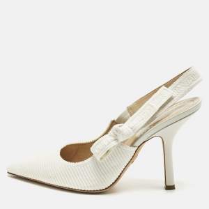 مملوكة مسبقًا Dior J'Adior Size 39 White Canvas Slingback Pumps