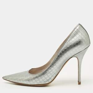 مملوكة مسبقًا Dior Cherie Size 41 Silver Cannage Leather Pumps