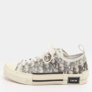 Pre Owned Dior B23 Size 38.5 Grey Mesh and PVC Low Top Sneakers