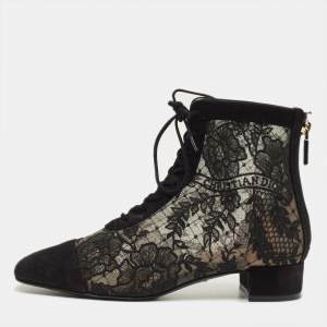 مملوكة مسبقًا Dior Naughtily D Size 36 Black Mesh and Suede Ankle Length Boots