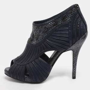 مملوكة مسبقًا حذاء بوت ديور جلد أزرق وجلد الثعبان مفتوح مقاس 36.5