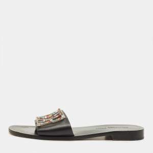 مملوكة مسبقًا Dior Diorevolution Size 40 Black Leather Flat Sandals